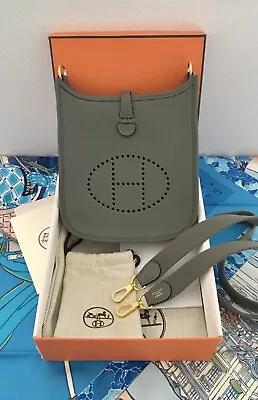 NIB HERMES Mini Evelyne 16 Gris Meyer Taurillon Maurice GHW Amazone TPM • $3350