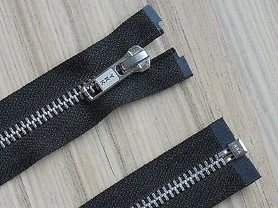 ZIPS YKK HEAVY DUTY No 8 WEIGHT BLACK METAL OPEN END FOR MOTORBIKE JACKET... • £5.59