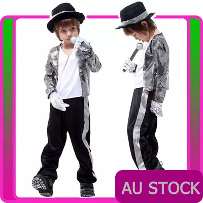 Kids Michael Jackson Costume Superstar Pop Star 1980s Dancer Boys Child Outfit • $25.25