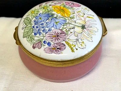 $17.99 • Buy Crummles & Co. England Pink Rose Round Trinket Box 2.25 X 1.25  Enamel Floral