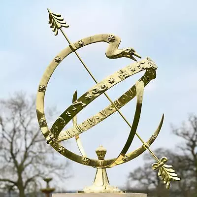 51cm Polished Brass Serpent Design Armillary Garden Sundial • £224