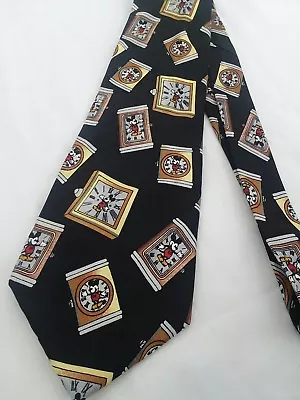 Mickey Mouse Clock Tie By Atlas A Design Goteborg Sweden - Pre-Owned T62 • $5