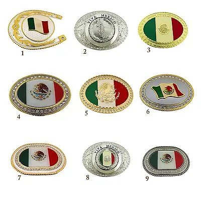 Mexico Mexican Men Women Flag Belt Buckle Vintage Silver Metal Western Cowboy • $17.90