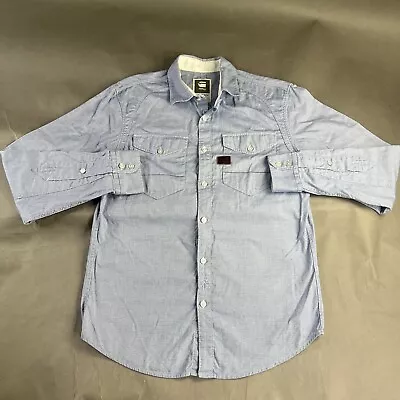 G-Star Raw Cargo Line Shirt Large Blue Mens Button Up Long Sleeve Used #42 • $22.40