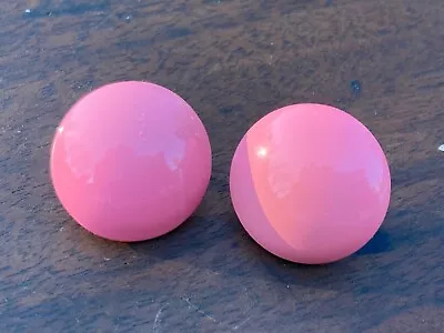 Vintage Pink Enamel On Metal Disk Pierced Earrings 1980s • $4.80