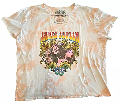 Janis Joplin Shirt Women's 3XL Tie Dye Floral Cutout 1969 Psychedelic Hippie • $12.99