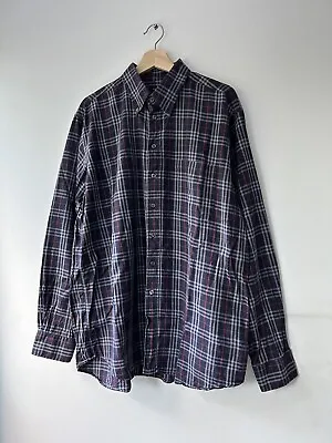 £70 • Buy Vintage Burberry Navy Nova Check Long Sleeve Shirt - Size XL
