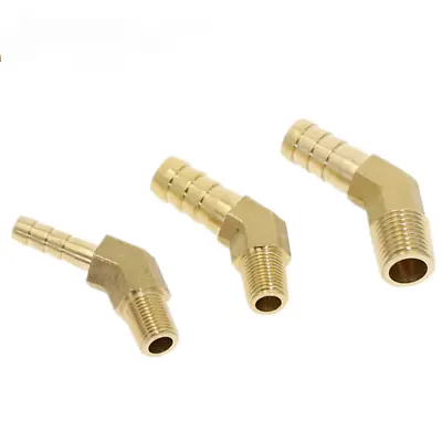 £2.38 • Buy BSP Male Thread 45 Degree Elbow Hose Tail End Connector Brass Fitting Air Gas