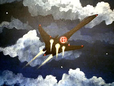 Marvel X-Men  Blackbird Jet Takeoff  Original Acrylic Landscape Painting W/COA  • $399