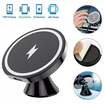 15W Mag Safe Car Mount Holder Wireless Charger For IPhone 12 13 Pro MAX MINI • £9.59