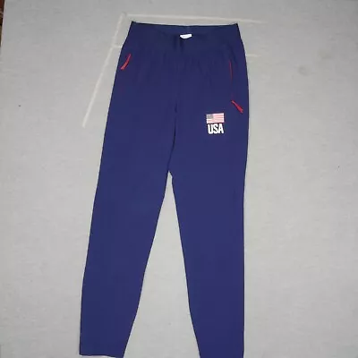 Adidas Women Activewear Pants MT Blue Jogger Team Volleyball USA Elastic Waist • $24.89
