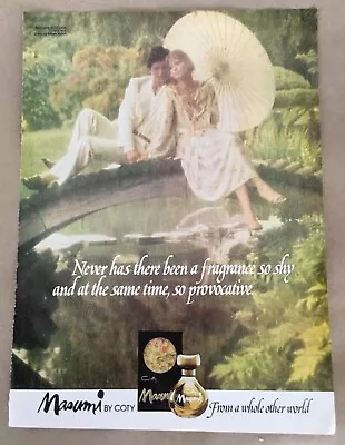 Masumi Perfume Print Ad 1978 Orig Vintage 70s Retro Decor Art Coty Couple Bridge • $5