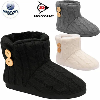 Ladies Slippers Womens Ankle Boots New Knitted Winter Warm Fur Booties Size 3- 9 • £12.95