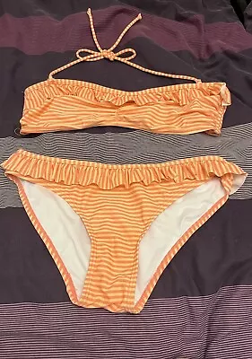 Ocean Club. Size 14 Top And 12 Bottoms. Orange Stripped Bikini • £9
