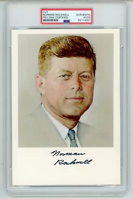 Norman Rockwell ~ Signed Autographed John F. Kennedy Print ~ PSA DNA Encased • $495