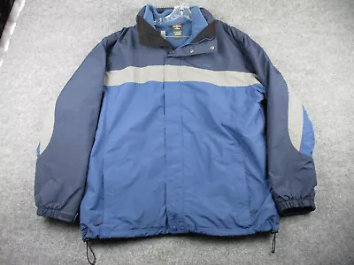 LL Bean Jacket Adult 2XL Tall Blue Full Zip 3 In 1 Fleece Lined Hooded Mens • $67.25