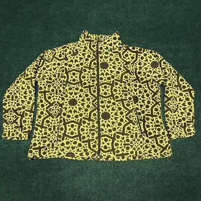 Columbia Women’s Full Zip Fleece Jacket Aztec Navajo Native Print Size 3X Green • £28.92