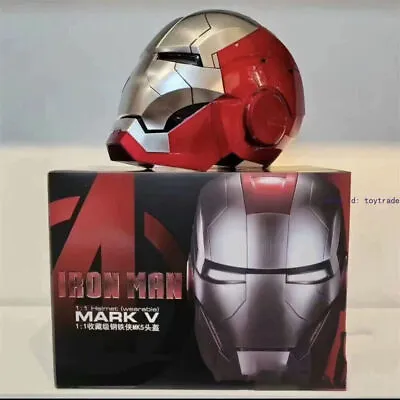 AutoKing Iron Man MK5 Matt Silver Helmet Mask English Voice-control Open-close • $329.99