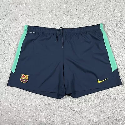 FC Barcelona Nike Shorts Mens Extra Large Blue 2010 Away Kit Football Soccer • $40.77