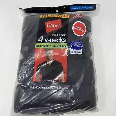 $17.99 • Buy New Hanes 4-pk. Mens Tagless ComfortSoft Fresh IQ V-Neck T-Shirt Sz S/P Blk