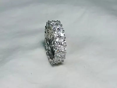 ...Platinum Plated Sterling Silver Marquise Crystals Eternity Ring Size 8... • $14.97