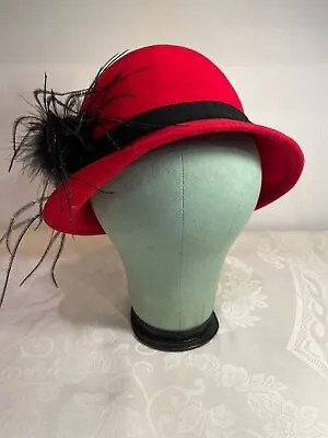 Vintage Kathy Jeanne Red Wool Hat • $12.95