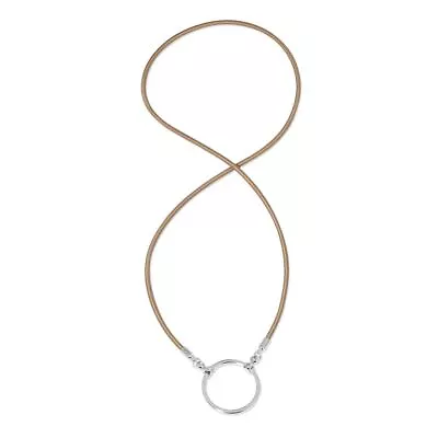 LA LOOP Brown/Sand Silk Stretch With Silver Plated Loop Luxury Eyeglass Necklace • $64.95