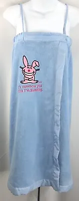 Vintage W/Tags It’s Happy Bunny Towel Wrap Swim Suit CoverUp Blue Shower 90s Y2K • $59.99