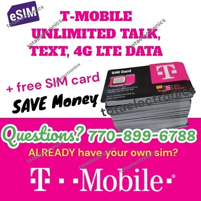 Preloaded T-Mobile SIM Card W/ 1&2 Month $15/$25/$40/$50 Prepaid Plan 5G/4G Lot • $16.98