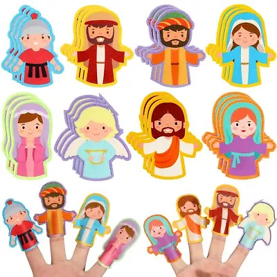 24 Pcs Religious Finger Puppets For Easter Christian Nativity Bible Toys Felt Je • $22.61