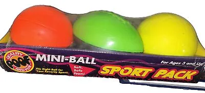 Vintage Poof Foam 3-pack Mini Football Basketball And Soccer Ball NOS • $29.95