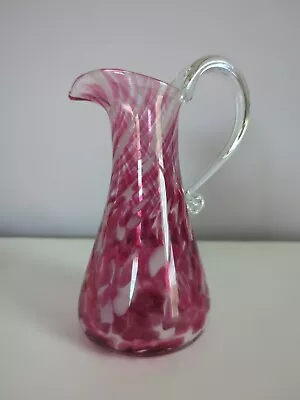 Cranberry Hand Blown Glass Pitcher Signed Bath 2011 Murano Style • $15