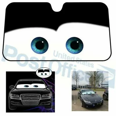 1x Black Car Window Windscreen Cover Sun Shade Aluminium Big Eyes Cartoon Style • $32.05