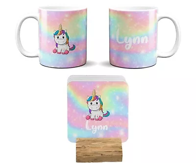 Personalised Name Cute Unicorn Kids Children's Coffee Mug Gift 11oz Ceramic • £9.99