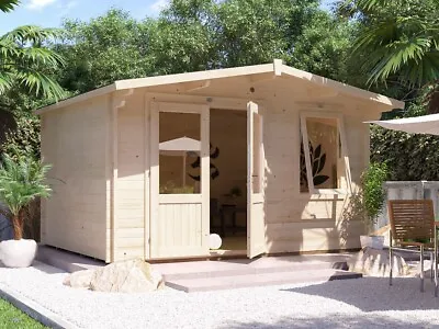 Log Cabin Garden Shed Office Wooden Summer House Kit Man Cave Rhine 4m X 3m • £3554.99