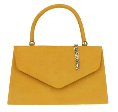 New Top Handle Suede Clutch Bag Handbag Evening Events Designer Womens Fashion • £20.49