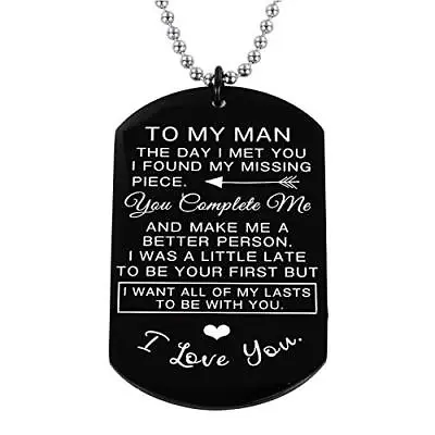  To My Man I Love You Dog Tag Pendant Necklace Couples Lovers Jewelry For Him  • $15.80