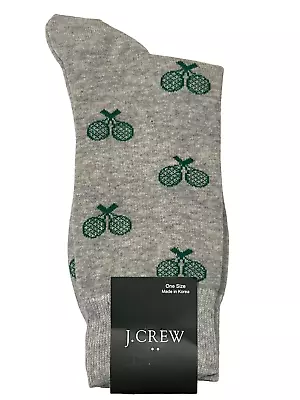 NWT J CREW Socks One Size Gray Green Rackets #40 • $14.75