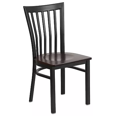 Flash Furniture Series Schoolhouse-Back Metal Restaurant Chair Black W/Walnut • $126.92