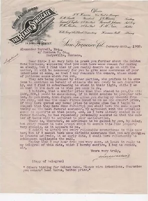 1902 Letterhead & Letter Realty Syndicate San Francisco To  Marysville Montana • $35.99