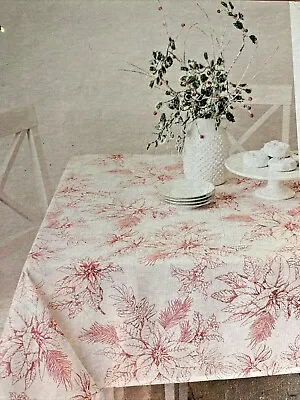 NEW Benson Mills Christmas Glistening Winter Fabric Metallic Tablecloth 60 X 120 • $48