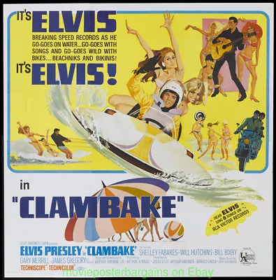 CLAMBAKE MOVIE POSTER ELVIS PRESLEY 6 SHEET 81x81 Inches 1967 • $475