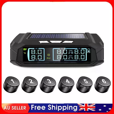 Solar Wireless TPMS Car Tire Tyre Pressure Monitor Monitoring System+6 Sensors • $76.99