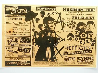 $14.95 • Buy Adicts Toy Dolls Effigies Us Tour Olympic Auditorium 1984 La Punk Concert Poster