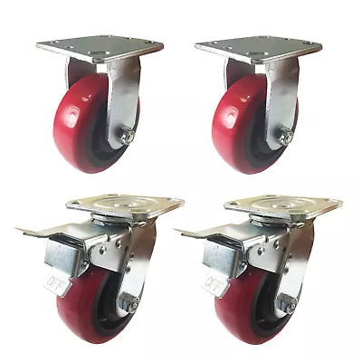 4 Casters 4  5  6  8  Polyurethane Wheels No Mark Rigid & Total Lock Brake • $84.16