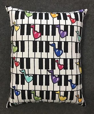 Beautiful Handmade Piano Key Accent - Throw Pillow 12” X 10” Heart Music Notes • $8.99