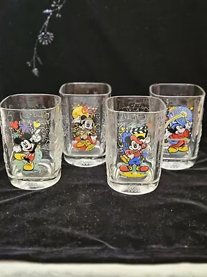 Walt Disney World Celebration McDonalds 2000 Glass Cups - Set Of 4 Square • $21.99