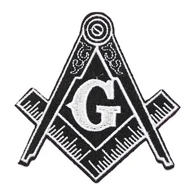 MASONIC LOGO EMBROIDERED PATCH Iron-on FREEMASON SQUARE COMPASS MASON  2464 • $3.39