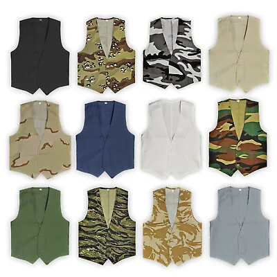 Army Vest Military Style Outerwear Light Waistcoat Fancy Dress Outfit Camo Top • £6.64
