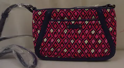  Vera Bradley Trimmed Trapeze Crossbody  Purse Katalina Pink Diamonds    NWT • $18.99